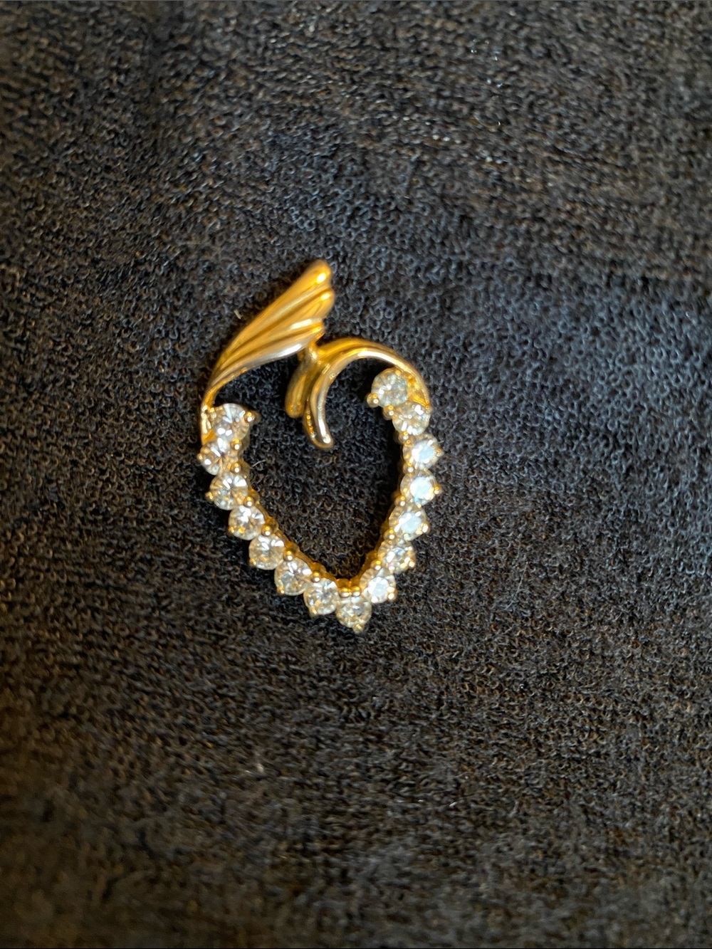Gold Tone Heart Pendant with Rhinestone Accents - Women's Jewelry